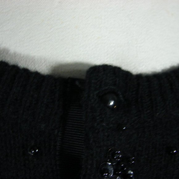 Liz Wear Black Sequin Cardigan 50s look Retro sweater button front Lg L/S wool - Picture 9 of 16